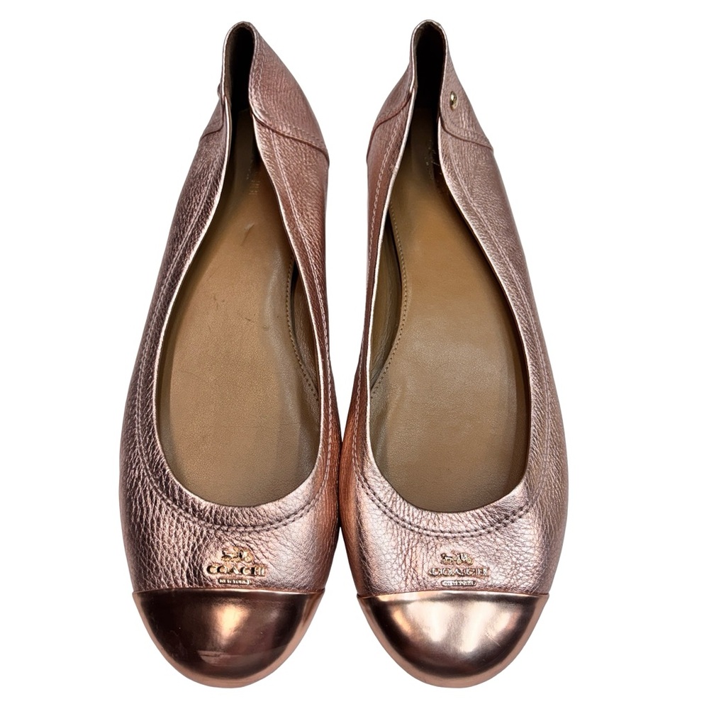 Coach Rose Pink Metallic Leather Ballet Flats Sz 11B
